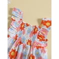 thumbnail image 3 of Wassery Infant Baby Kids Girls Dress 9M 12M 18M 24M 2T 3T 4T Toddler Girl Summer A-line Dress Fly Sleeve Square Neck Flower/Leaves Print Dress, 3 of 8