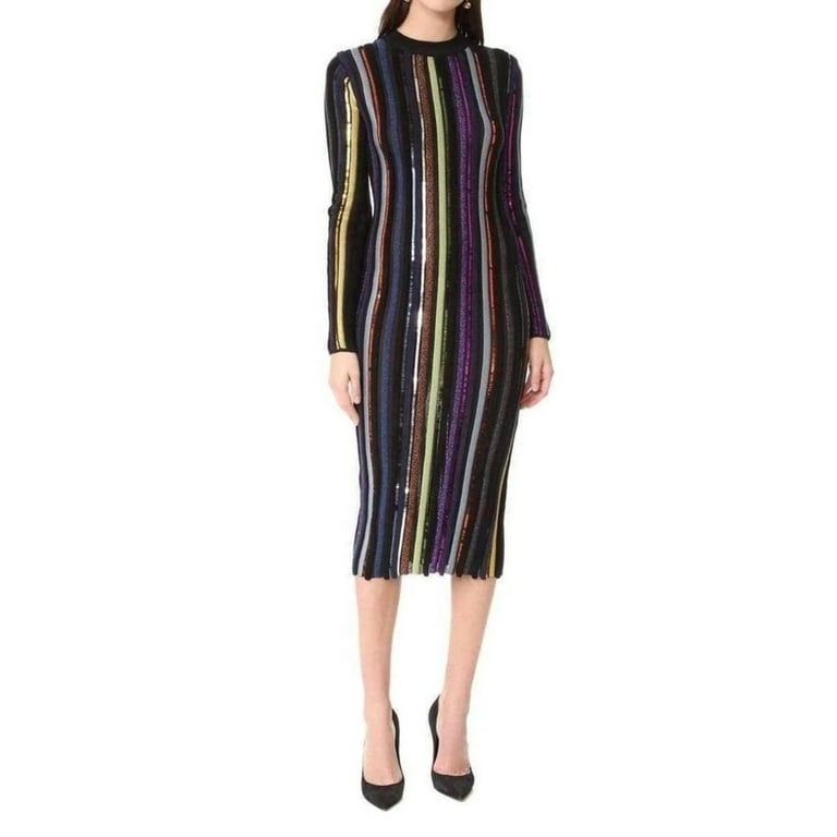 パーティードレス Long Sleeve Sequin Embellished Knit Bayadere Dress Long Sleeve Sequin Embellished Knit Bayadere Dress - Walmart.com