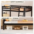 thumbnail image 4 of Ktaxon Twin over Twin Bunk Bed, Solid Wood Bed Frame with Guardrails, Space Saving Design for Bedroom, Black-Basic Version, 4 of 8