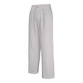 thumbnail image 5 of Domuza Mens Wide Leg Dress Pants Relaxed Fit Fashion Vintage Work Slacks Cotton Linen Pleated Baggy Lined Trousers Light Gray XL, 5 of 5
