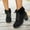 Black, variant on Viluyesy Womens Moto Boots, Lace-Up Chunky Heels Round Toe Winter Warm Mid Calf Boots Black
