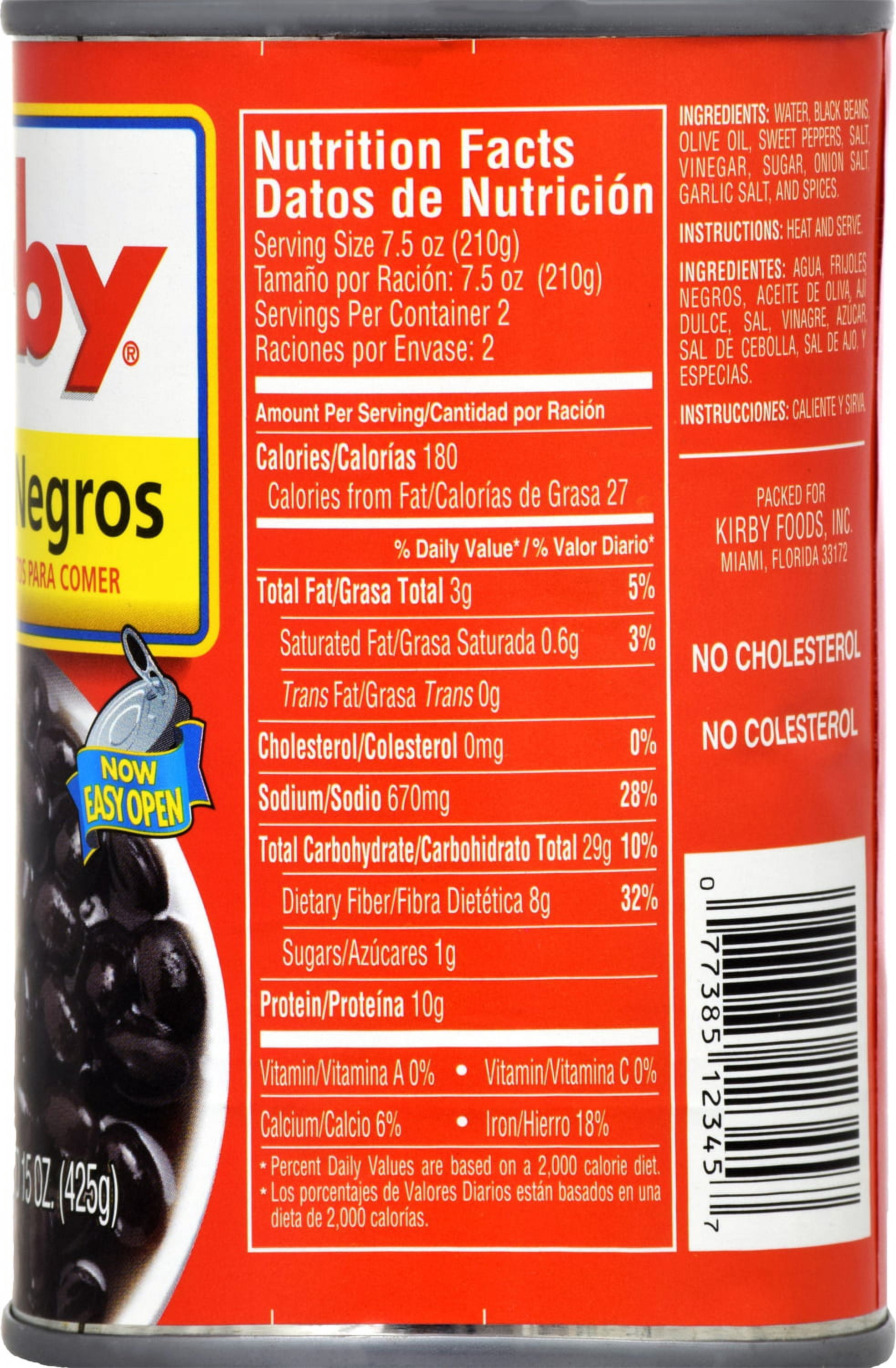(6 pack) Goya Kirby Black Beans 15 oz Can - Rich in Protein & Fiber