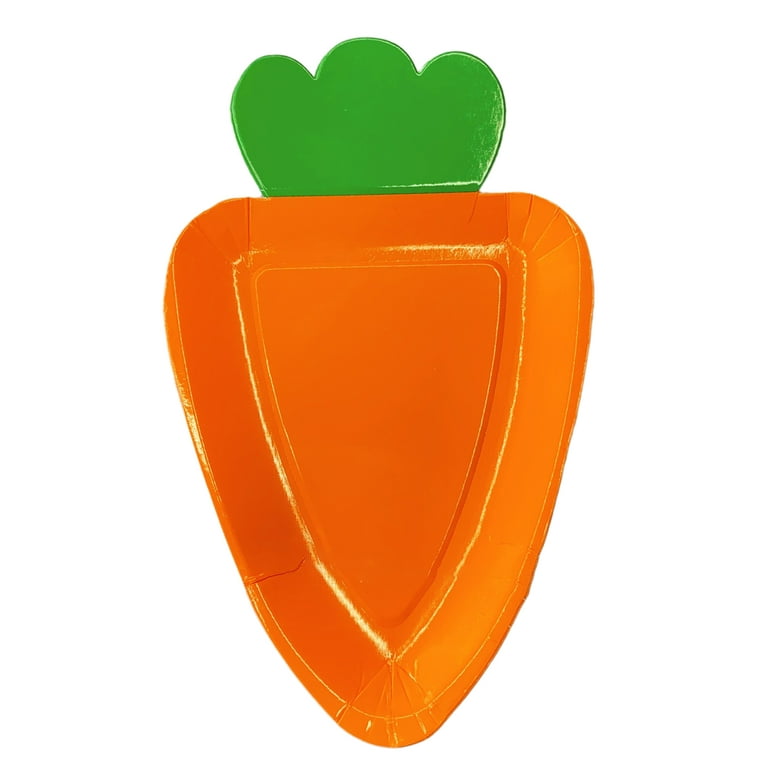 Hesroicy 8Pcs Paper Plates Carrot Shape Cartoon Disposable
