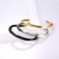 thumbnail image 5 of [Clearance]Twist Bangle Engraved Inspirational Quote Open Bangle for Men Women Gold Plated/Black Stainless Steel Cuff Bracelets Statement Jewelry, 5 of 6