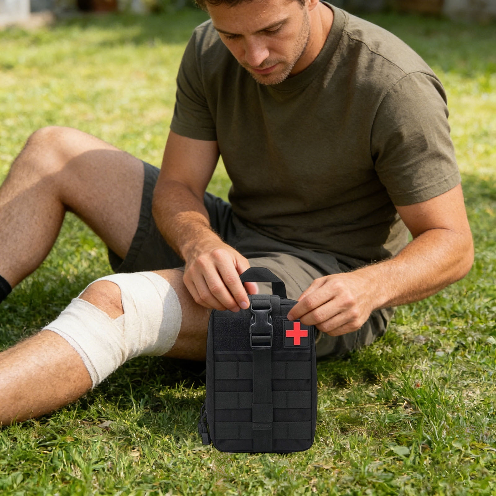 Tactical First Aid Kit With 17 Emergency Supplies Molle EMT Medical Pouch For Outdoor Camping Hiking Adventure Emergency Preparedness