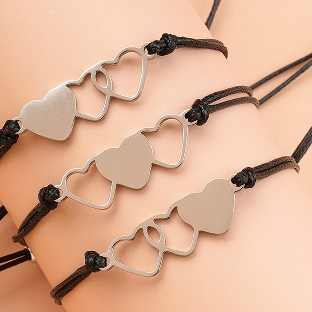 4PCS Matching Heart Sister Bracelet Best Friend BFF Long Distance Bracelets  US | eBay