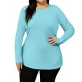 thumbnail image 5 of Women's Long Sleeve Sun Shirts UPF50+ UV Protection Crew Neck Rash Guard Lightweight Quick Dry Workout Hiking Tops Blue 3XL, 5 of 5