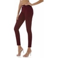 thumbnail image 2 of Jeans elásticos ajustados de tiro medio de color con bolsillo real de 98 % algodón de color para mujer (regular y grande) Burgundy26 Plus, 2 of 5