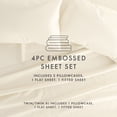 thumbnail image 4 of Noble Linens 4 Piece Ivory Chevron Embossed Bed Sheet Set, CalKing, 4 of 12