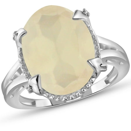 JewelersClub 8-1/4 Carat T.G.W. Moonstone and White Diamond Accent Sterling Silver Ring