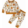 thumbnail image 1 of Toddler Baby Girls Halloween Clothes Kid Girl Cute Pumpkin Print Outfits Pullover Sweatshirts And Flare Trouser Setsize110cmsuggest Age: 2-3 Years, 1 of 4