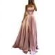 thumbnail image 4 of Elegante vestido de noche multicolor con escote en V y tirantes finos de satén brillante, 4 of 5