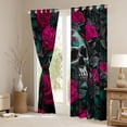 thumbnail image 3 of Homewish Western Gothic Skull Blackout Curtains Set of 2 (52x84 Each), Couple Valentines Day Window Curtains, Pink Flower Floral Curtains and Drapes, Window Curtains Decor, 3 of 6