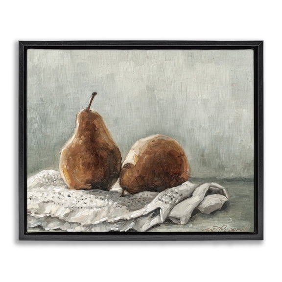 Stupell Industries Traditional Pears on Blanket Black Floating Frame Canvas Art, 21 x 17, by Marian Parsons