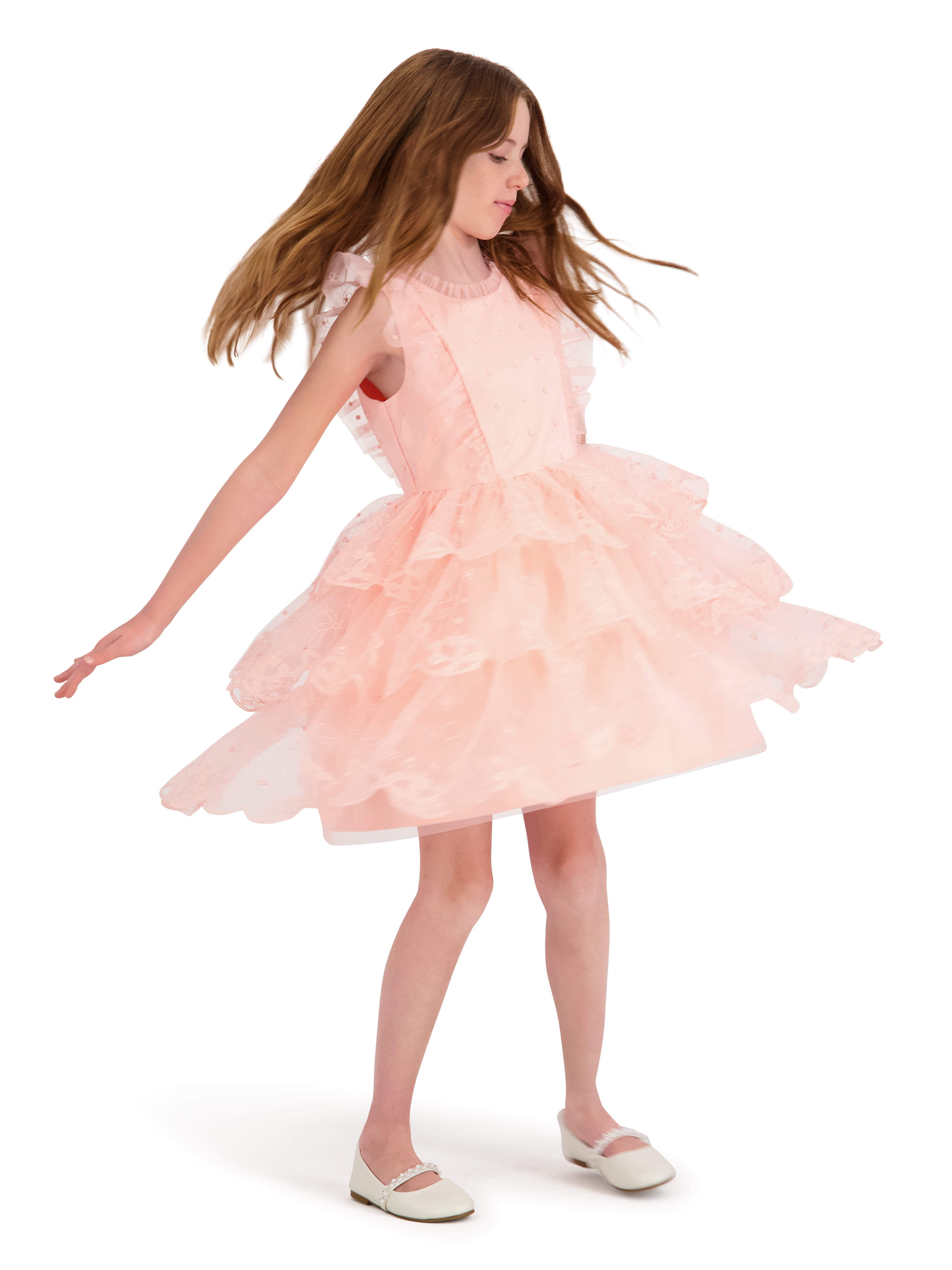 Kensie Girl Sleeveless Embroidered Tiered Scallop Dress, Sizes 4-16
