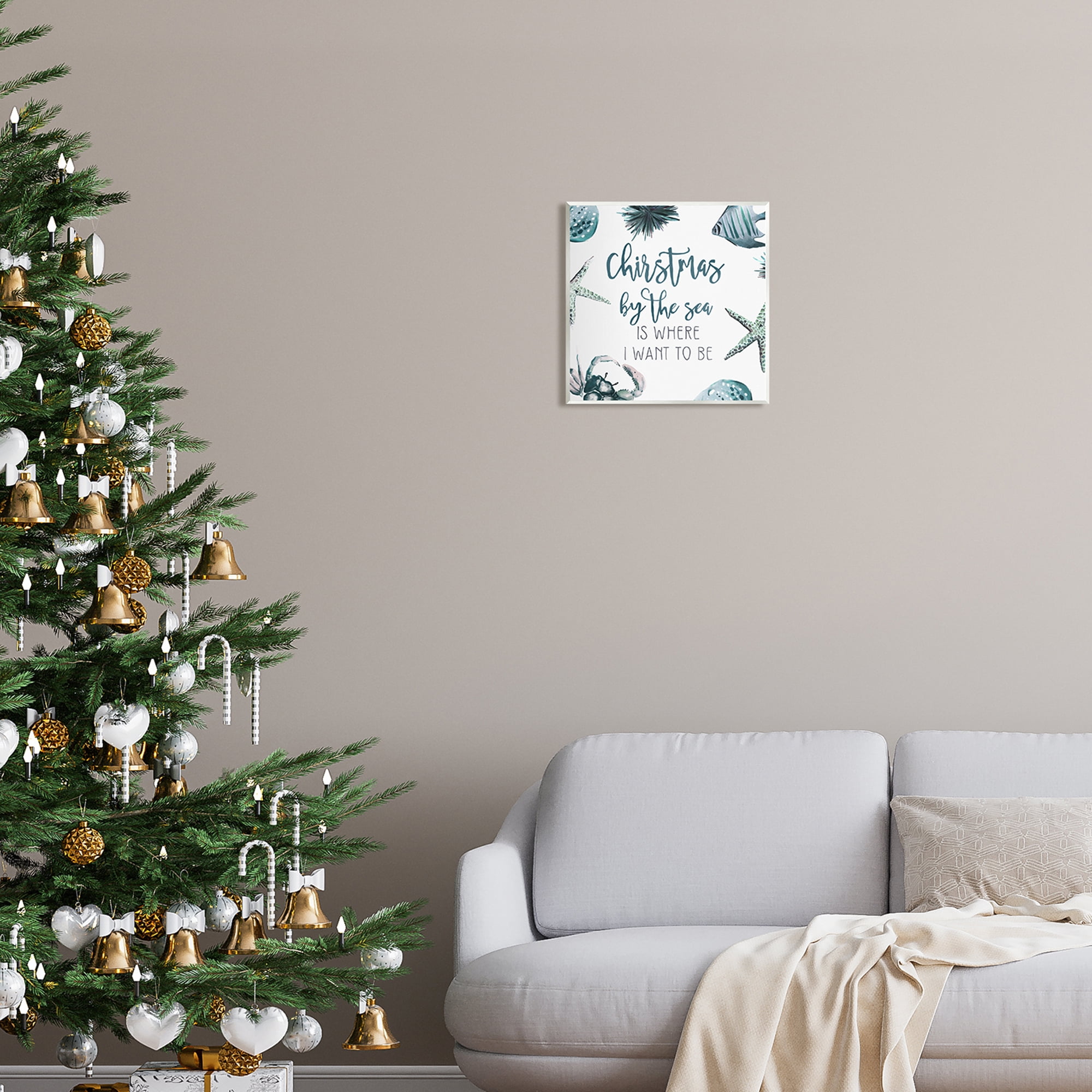 Stupell Industries Christmas By The Sea Nautical Holiday Painting Unframed Art Print Wall Art