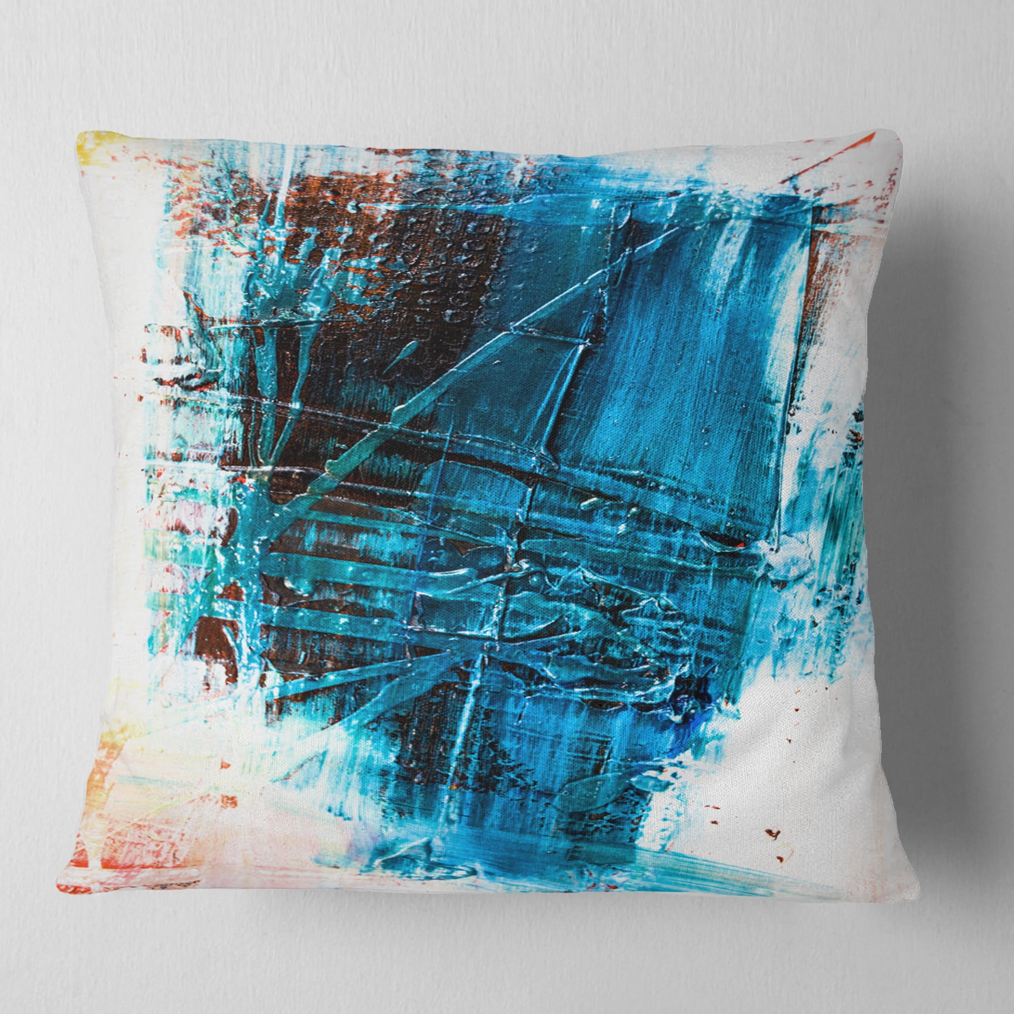 Designart Abstract Blue Structure Art - Abstract Throw Pillow - 16x16