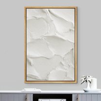 PixonSign Framed Wall Art White Brush Stroke Plaster Pattern Abstract Shape Paintings Minimalism Modern Art Decoration Contemporary Canvas Prints Fine Art Cool for Rooms - 24"x36" Natural
