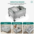 thumbnail image 3 of Parc pour Bébé 3 en 1, Berceau pour Bébé Pliable avec Table à Langer et Porte Latérale à Glissière, Parc de Voyage Portable, Gris, 3 of 10