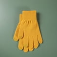 thumbnail image 2 of Skpblutn Glove Solid Color Wool Thickened Brushed Five Finger Finger Cycling Winter Knitted Warm Gloves Yellow One Size, 2 of 3