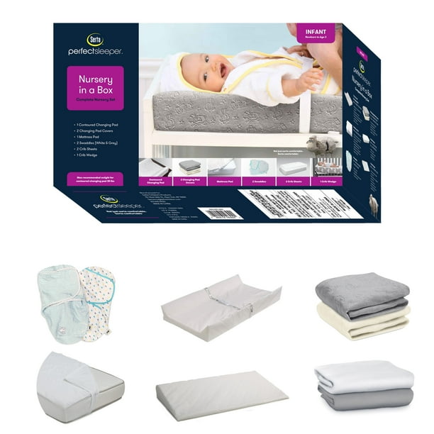 Serta 9Piece NurseryinaBox Newborn Baby Gift Set for Boys and Girls