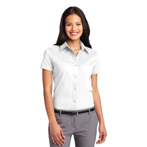 Port Authority Ladies Short Sleeve Easy Care Shirt. L508 , L508 , White/Light Stone , XXXXX-Large