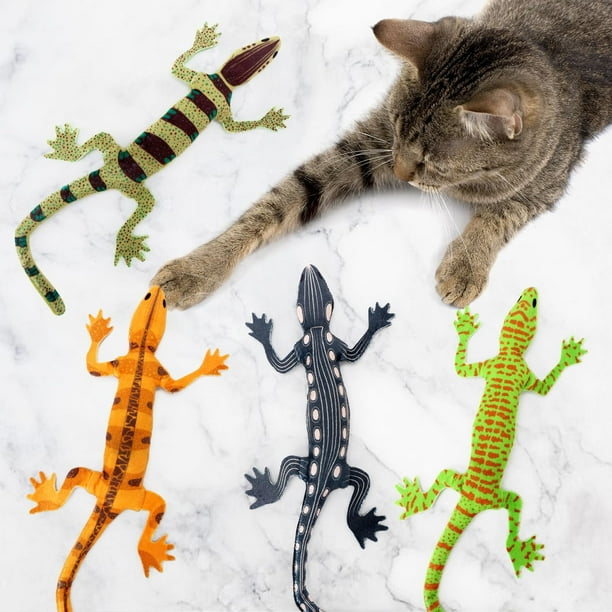 Juguete para gatos CiyVolyeen Lizard Catnip, paquete de 4 unidades, 36 x 15 cm