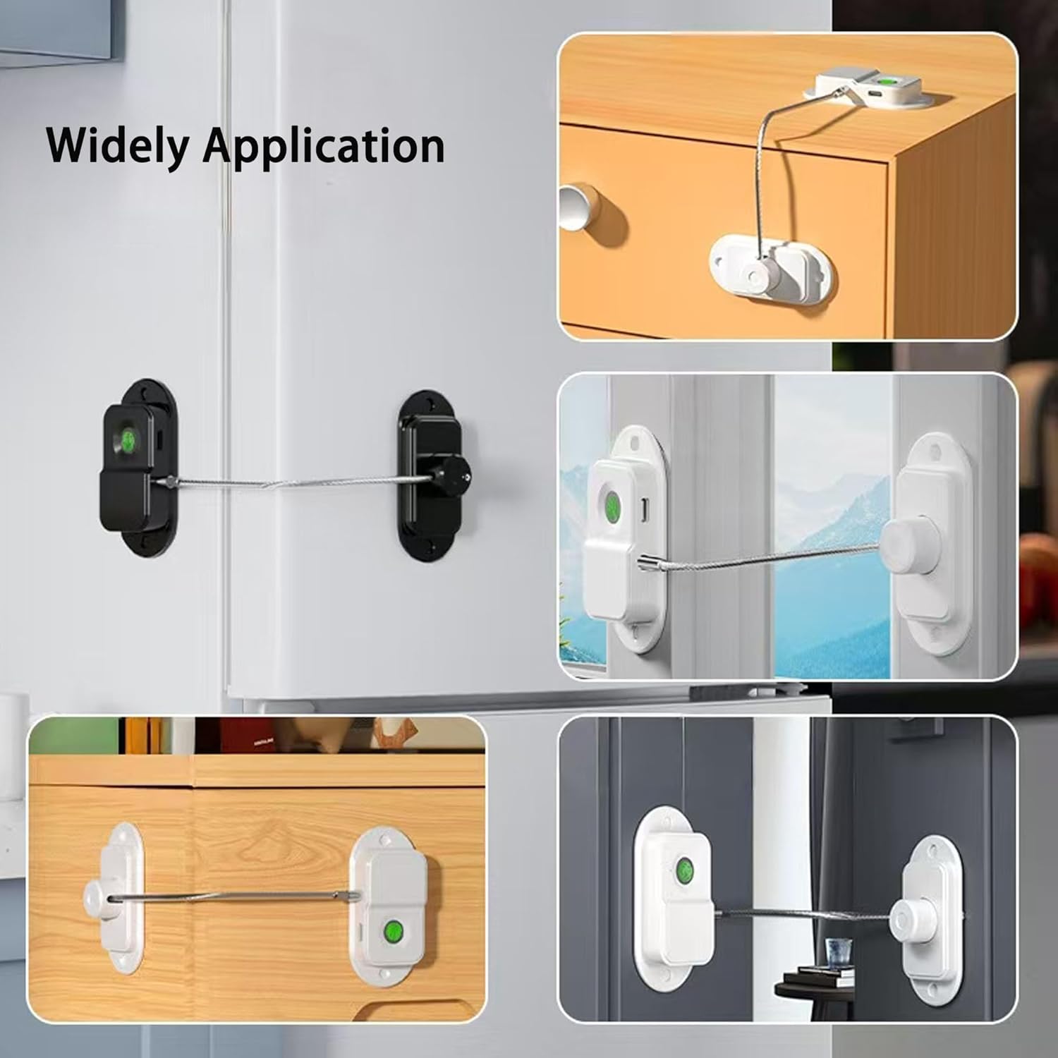 2 Pcs Fingerprint Fridge Lock,Smart Combination Fridge Lock, Child & Pet Proof Security Cabinet Safety Locks, for Fridge, Cabinets, Window,Drawers (white and black)