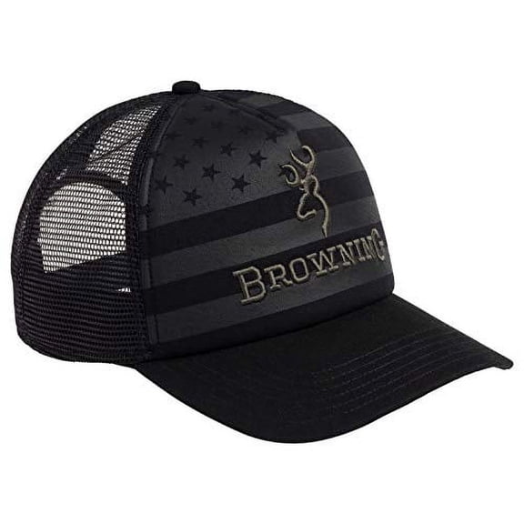 Browning Foam Flag Trucker Mesh Hat, Black