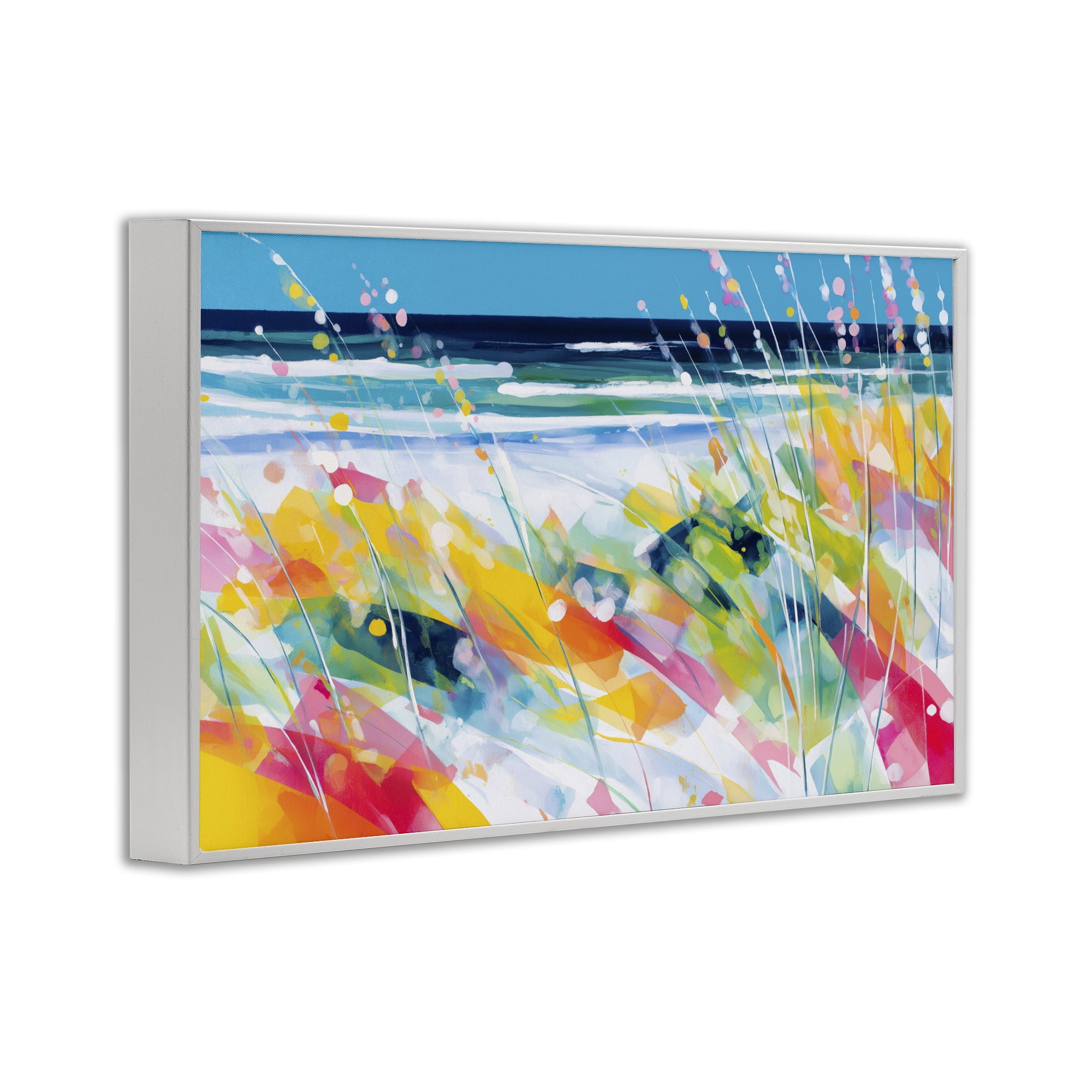 Stupell Industries Sea Oats & Ocean Breeze Abstract White Framed Giclee Art, design by Chromatic Storm Studio