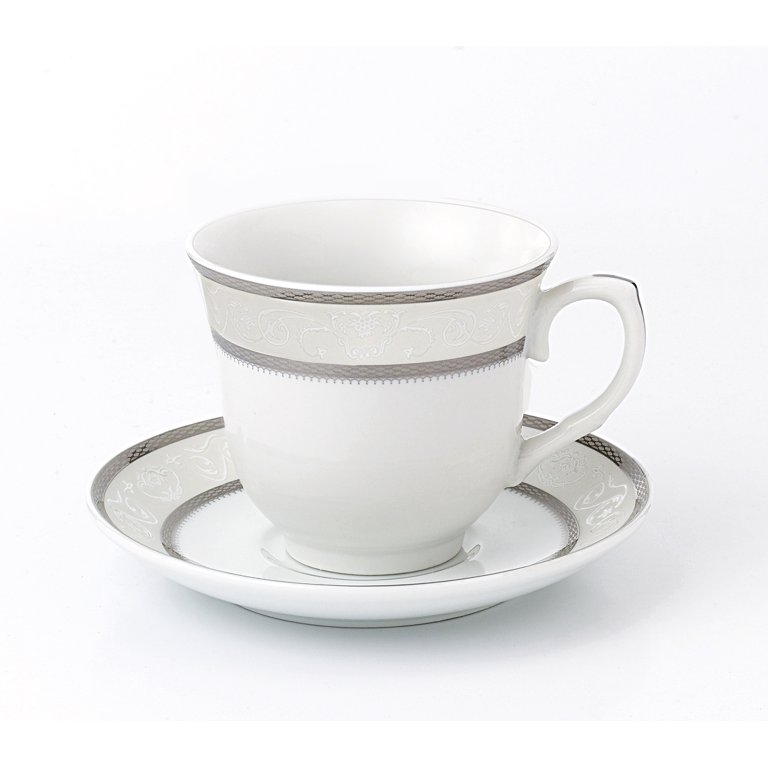 Bruntmor 4 Oz Porcelain Cappuccino Cups with Saucers Set of 4, Black