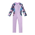 thumbnail image 2 of Girls One Piece Swimsuits Long Sleeve Zip Gradient Floral Full Body Rash Guard Swimsuit Summer Size 9-10Y, 2 of 8