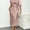 Pink, variant on Women's Elegant Ruched Bodycon Midi Dress, Short Sleeve Mock Neck Party Outfit for Club & Evening Events, M