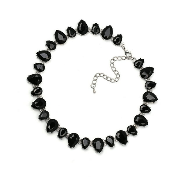Collar de diamantes de imitación Sonducket para mujer colgante ajustable negro
