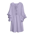 thumbnail image 1 of VEKDONE Mode Col Ouvert Dames Mince Mini Col Côtelé Aguichant Mince Longue Robe Violet TTTG, 1 of 4