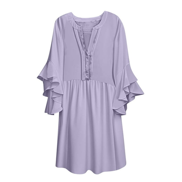 VEKDONE Robe Longue Moulante Aguichant pour Femmes à Col Ouvert, Mini, Côtelée, Coupe Ajustée, Violet, m