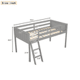 thumbnail image 3 of Tcbosik Twin Size Loft Bed, Wood Bed Frame with Inclined Ladder and Safety Guardrail, Space Saving, Gray, 3 of 9