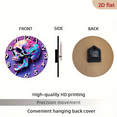 thumbnail image 7 of Pop Art Colorful Skull Wall Clock, Vibrant Graffiti-Style Gothic Decor, Unique Purple Background Timepiece with Dripping Paint, Ideal for Edgy Home & Studio Decor, 7 of 7
