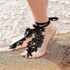 thumbnail image 3 of 517F Tobillera sexy de encaje bordado con anillo para el dedo del pie Sandalias románticas florales para pies descalzos Tobillera esclava Joyería nupcial para los pies, 3 of 5