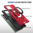 thumbnail image 2 of Military Grade For Samsung Galaxy A15 Phone Case,Decase Dual Layer Hybrid TPU + PC Shockproof Ring Kickstand Cover Support Magnetic Car Mount,for Samsung A15 - Red, 2 of 8
