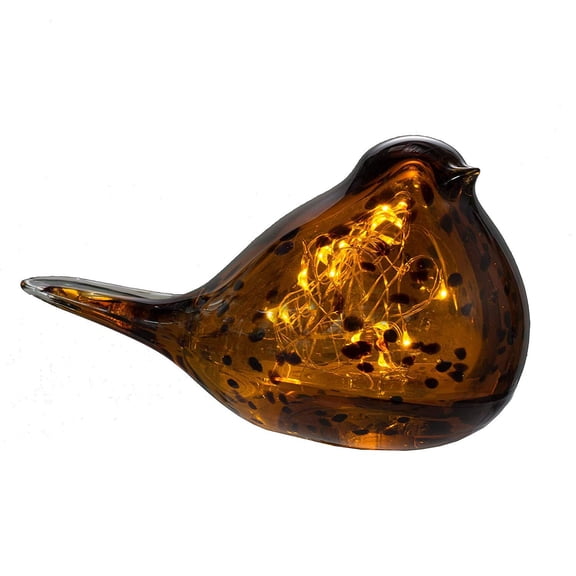 A&B Home Glass Bird with LED Light-Color:Amber,Size:Large