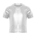 thumbnail image 2 of Sholeno Kid Boys Girls Jazz Hip Hop Modern Dancewear Festival Party Dance Tops Sparkly T Shirt Tees Silver 6-10, 2 of 6