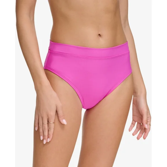 DKNY Womens High Waist Bikini Bottom Carnation Pink Large