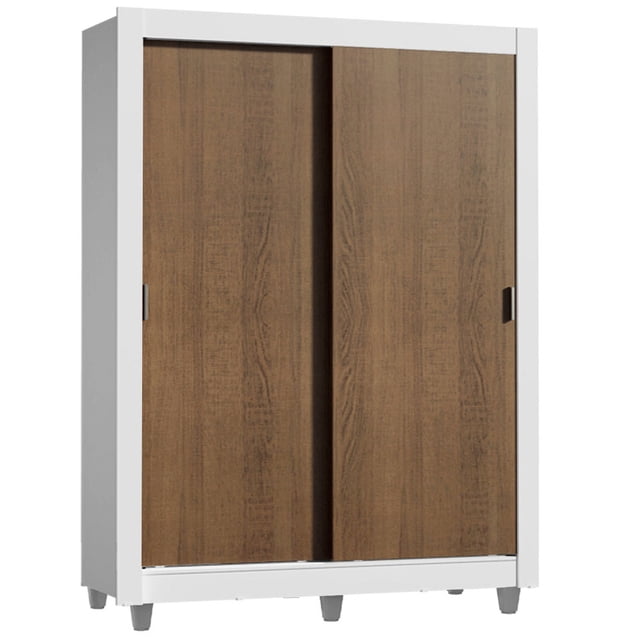 Ropero Closet Madesa Dallas Plus 2 Puertas Corredizas 4 Cajones con Pies Blanco/Marrón