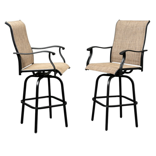 2pcs Swivel Bar Chair Vintage Wrought, Outdoor Counter Height Chairs With Arms