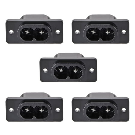 

C8 Panel Mount Plug Adapter 250V AC 2.5A 2 Pins IEC Inlet Module Plug Power Socket Straight 5 pcs