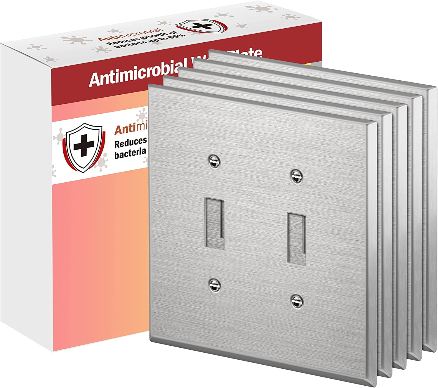 ENERLITES Antimicrobial Metal Toggle Switch Cover, Stainless Steel Wall