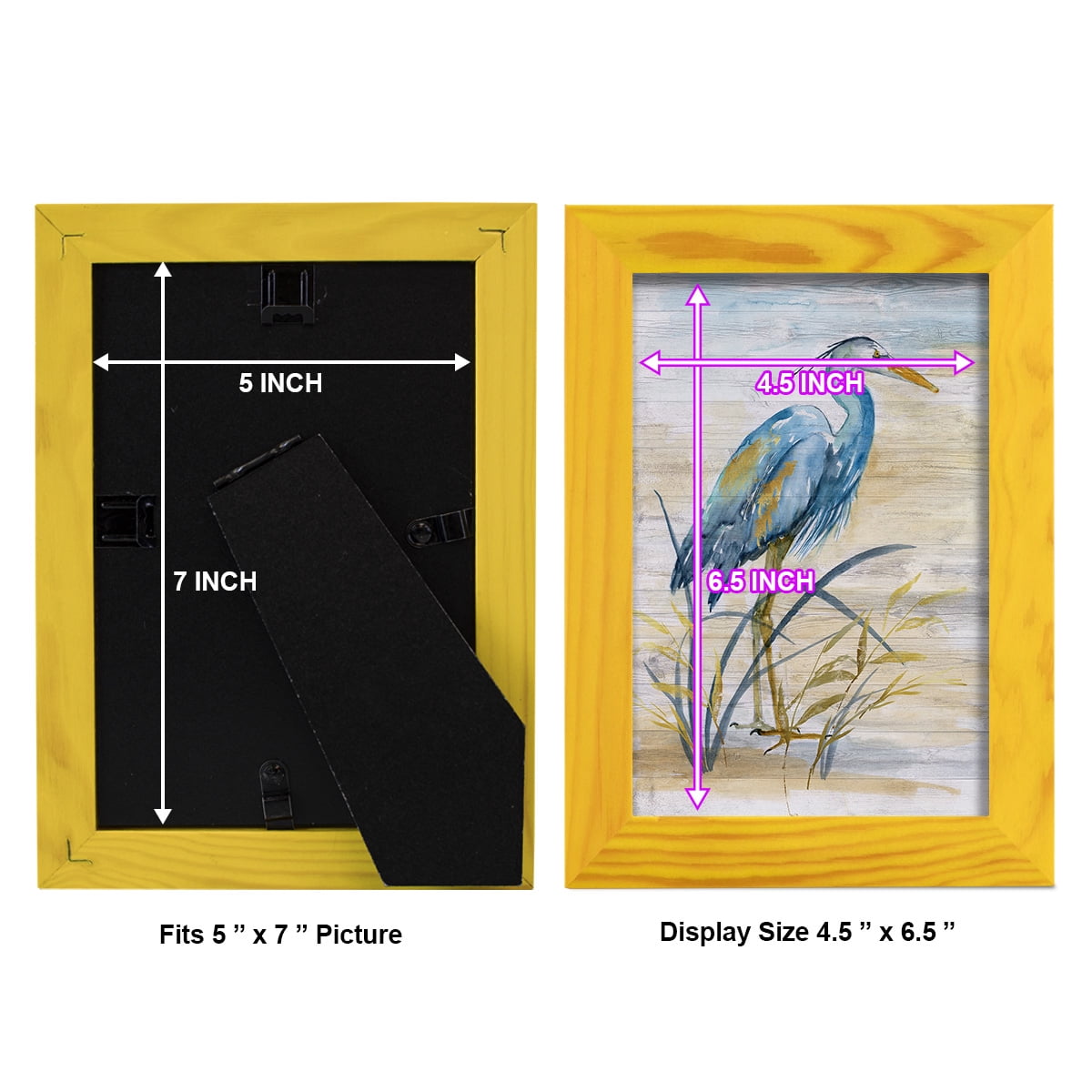 Blue Heron I -Framed Print w/glass-Sunflower Yellow