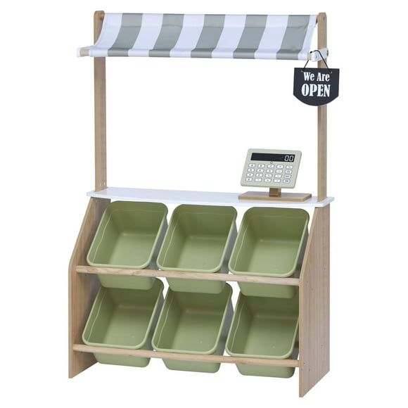 Teamson Kids Little Helper Market Play Stand Childrens Playset Roleplay Olive Green