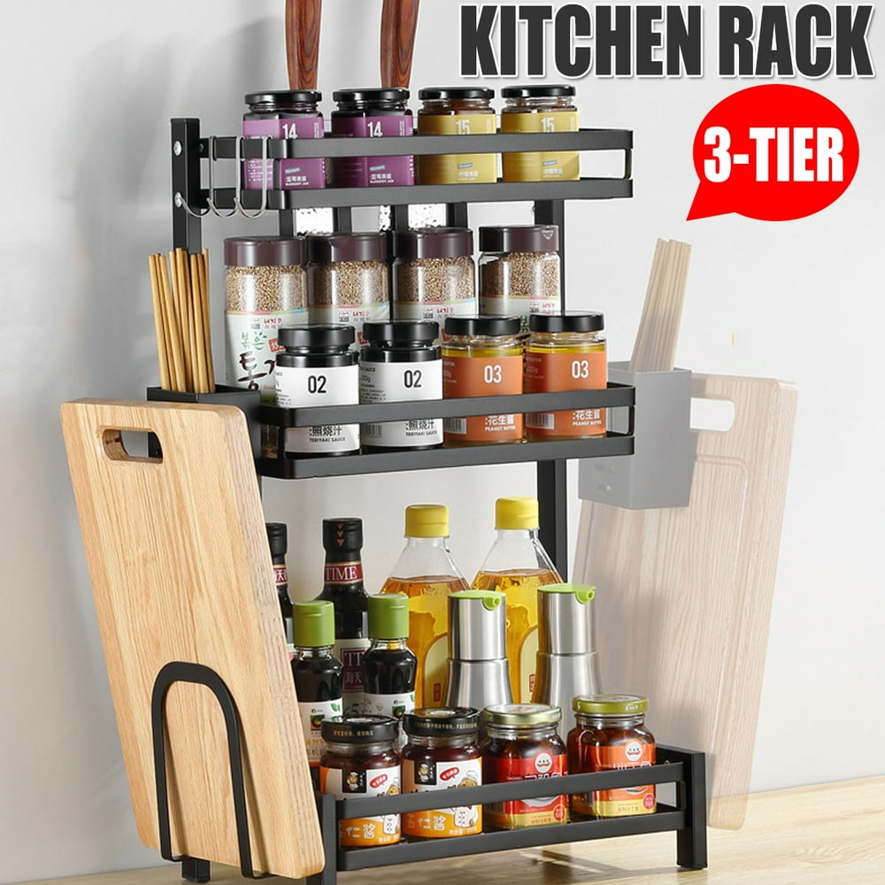 3 Tier Spice Rack Freestanding Organizer Shelf for Kitchen Countertop